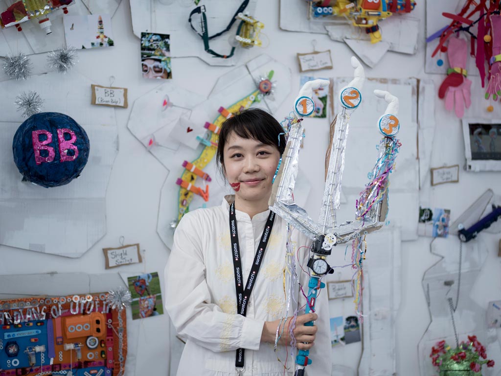 Hazuki and her ITS 2016 Collection in the ITS Artwork exhibition space