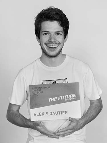 a man holding a sign that says the future