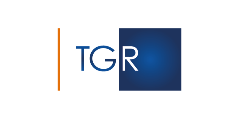 a blue and orange logo with the letter tgir