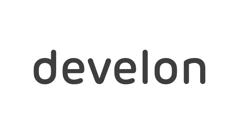 a black and white photo of the word develon