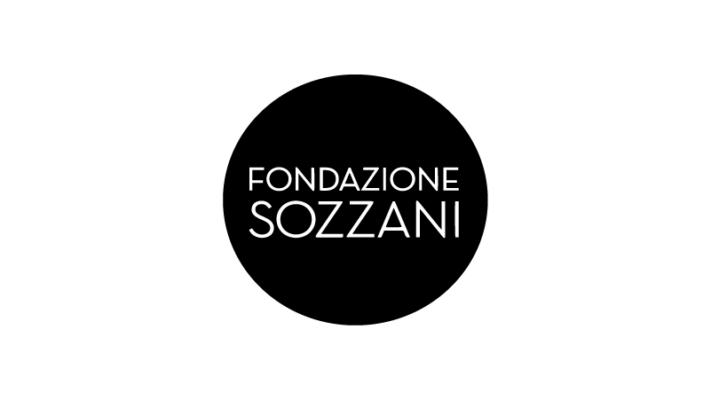 a black circle with the words fondazione sozzani on it