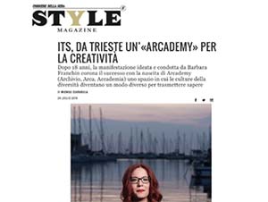 a magazine with a woman wearing glasses